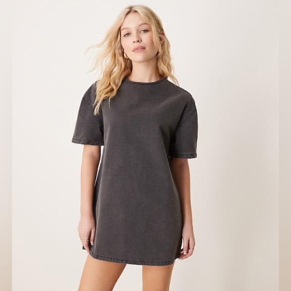 ASOS Denim boxy Charcoal Gray T-Shirt Dress size M - Picture 1 of 10